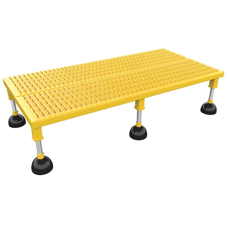 Vestil Portable Adj. Stand, 24x48, Low Serrated, 8.75 Overall Height, Steel, Yellow PAHW-L-2448
